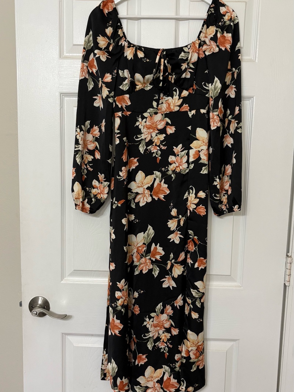 Blu Pepper Black Floral Maxi Dress with Cream & Brown Blooms
